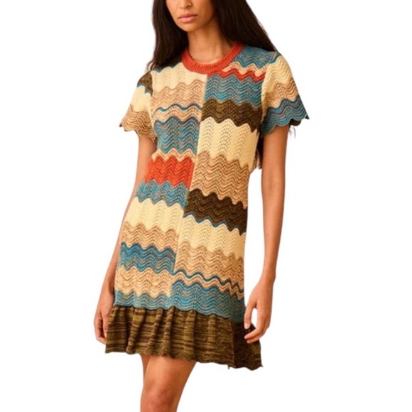NWT Hunter Bell Wool Bernadette Crochet Knit Dress in Autumn Wave Size XS - Picture 13 of 13